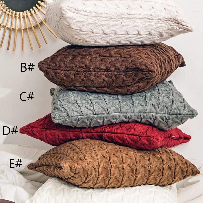 

1pc Cable Knit Cushion Cover Without Filler, Multicolor