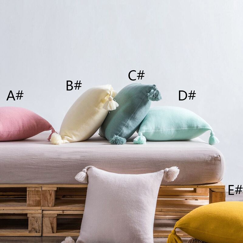 

1pc Tassel Decor Cushion Cover Without Filler, Multicolor