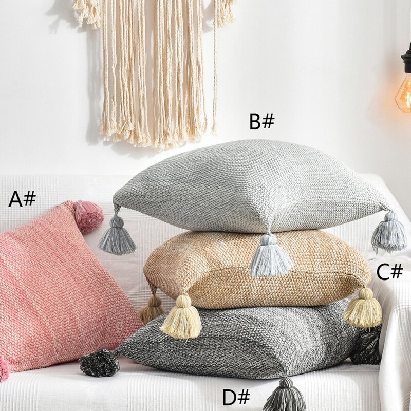 

1pc Tassel Decor Cushion Cover Without Filler, Multicolor