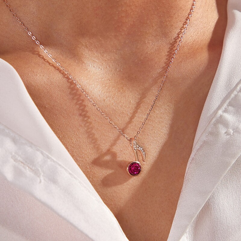 

1pc Rhinestone Engraved Music Note Charm Necklace, Multicolor