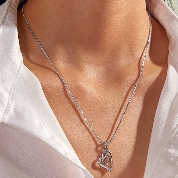 

Ожерелье с подвеской и стразами 1шт, Серебряные