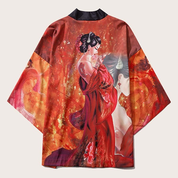 

Men Figure Graphic Kimono, Multicolor