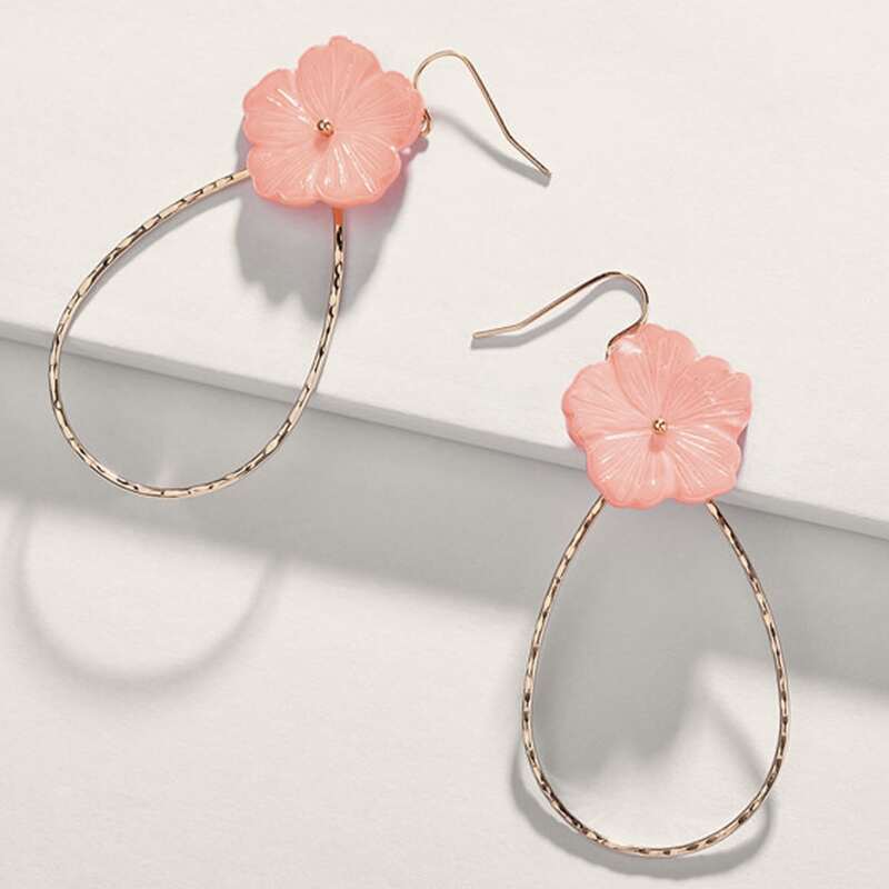 

1pair Flower Decor Water Drop Earrings, Multicolor