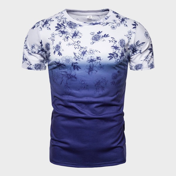 

Men Floral Print Ombre Tee, Multicolor