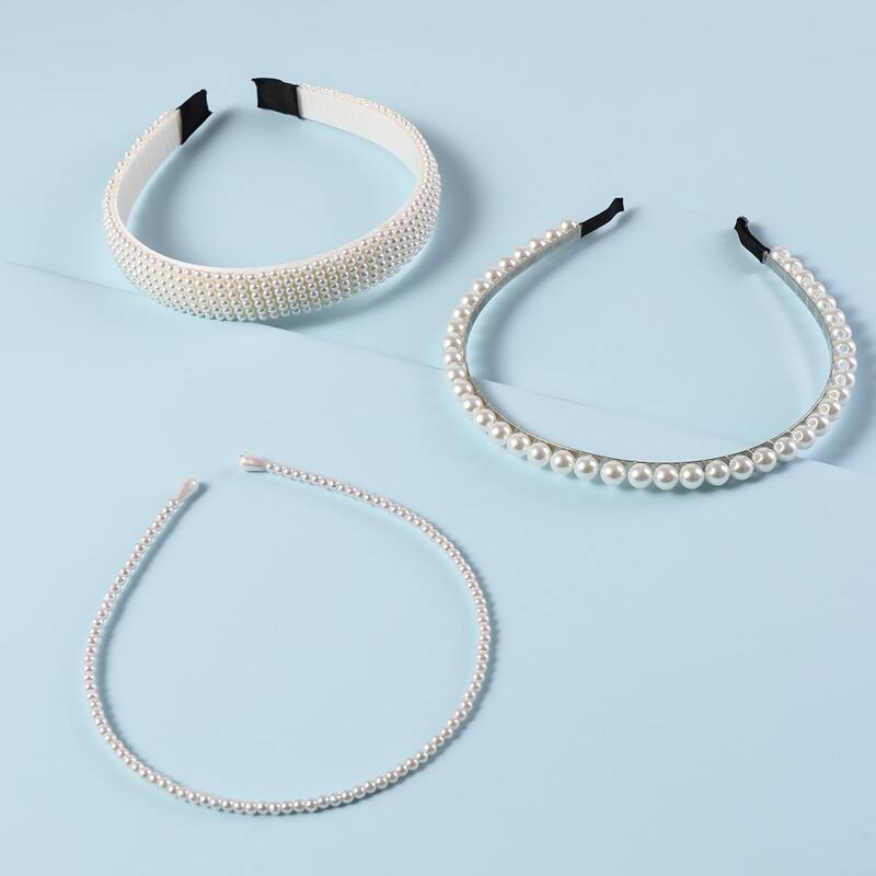

Faux Pearl Beaded Hair Hoop, White