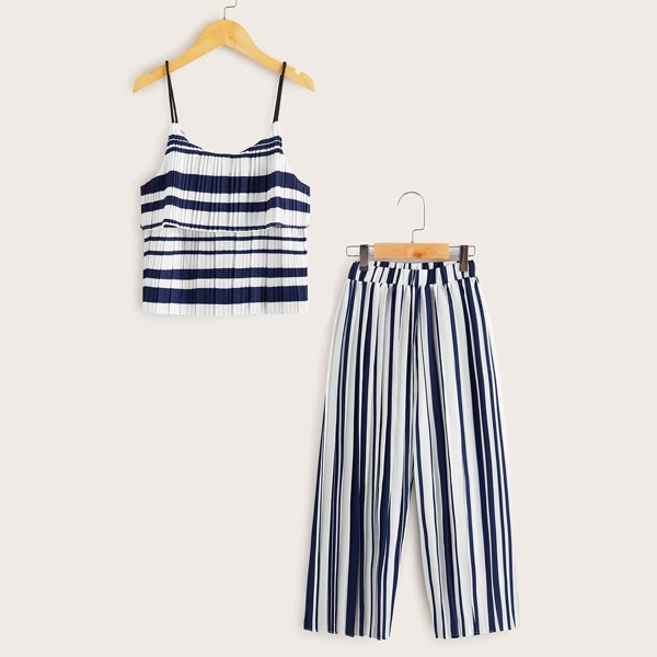 

Girls Striped Ruffle Cami Top & Pants, Multicolor
