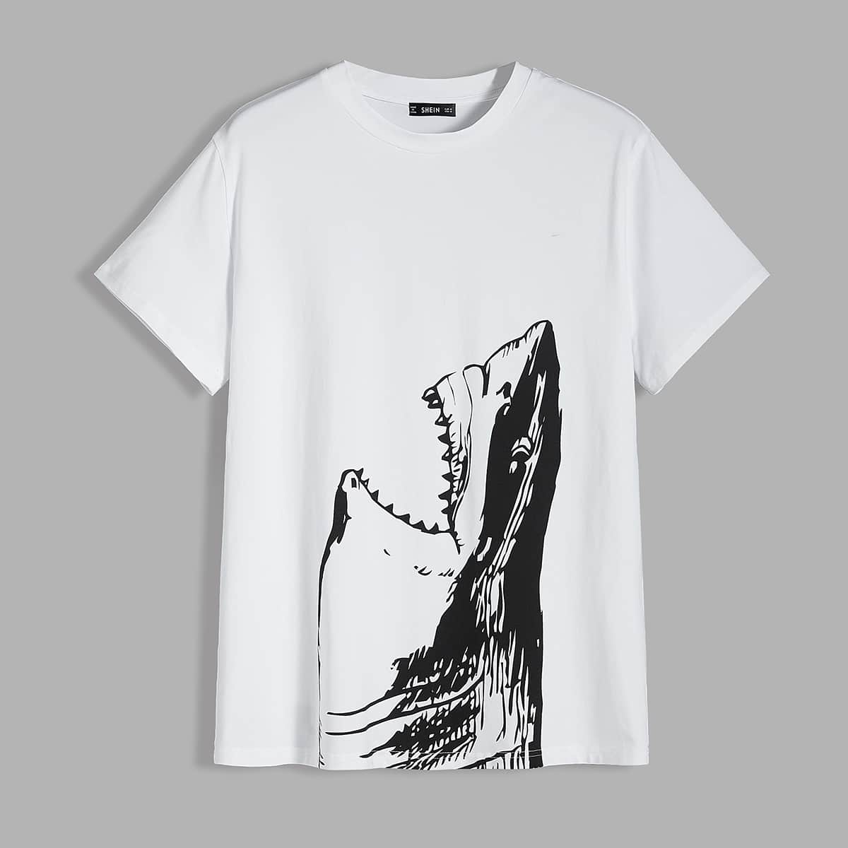 

Guys Shark Print Tee, White