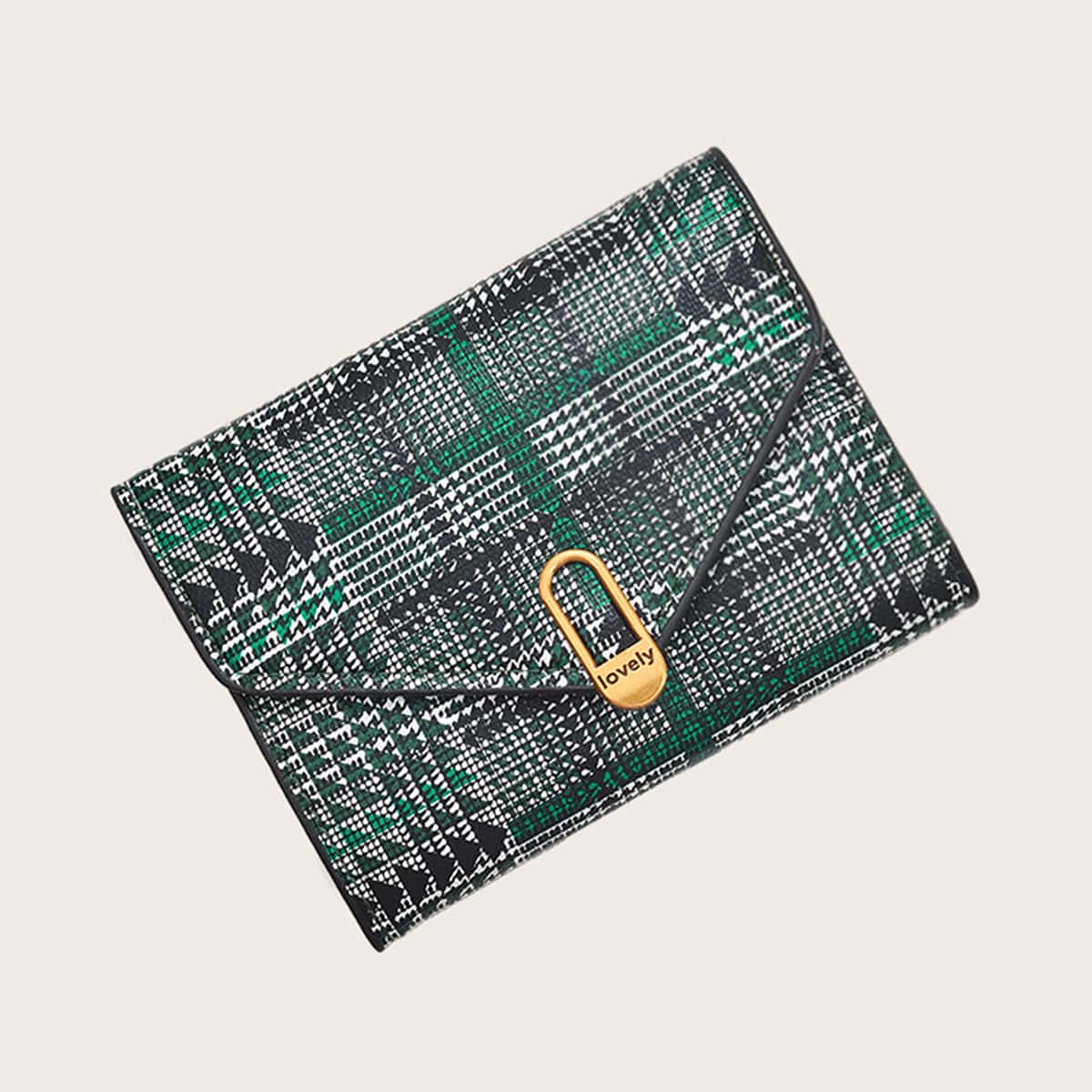 

Plaid Fold Over Purse, Green