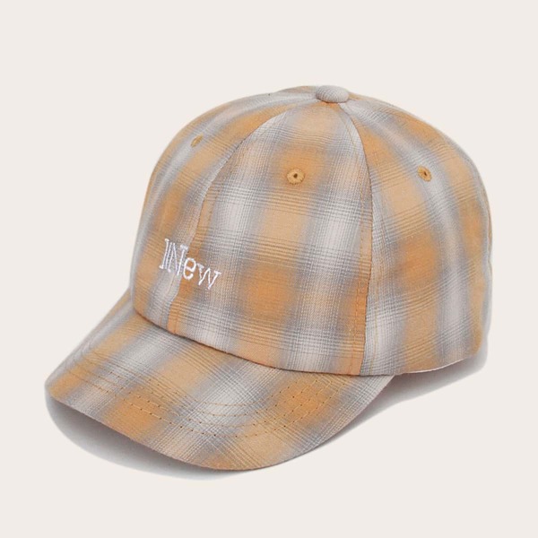 

Letter Embroidery Plaid Pattern Baseball Cap, Multicolor
