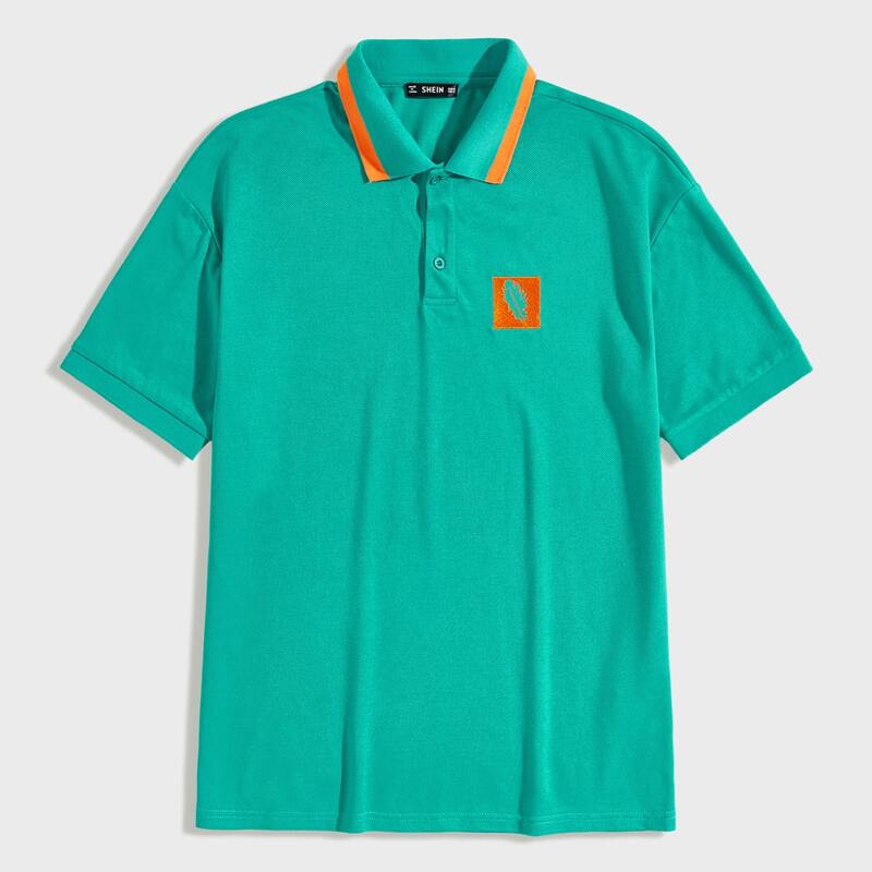 

Guys Feather Embroidered Polo Shirt, Green