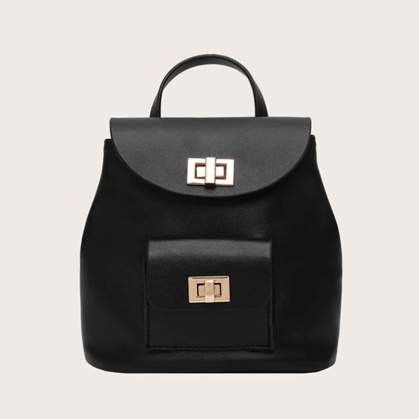 

Сумка-сэтчел с поворотным замком и карманом, Чёрный