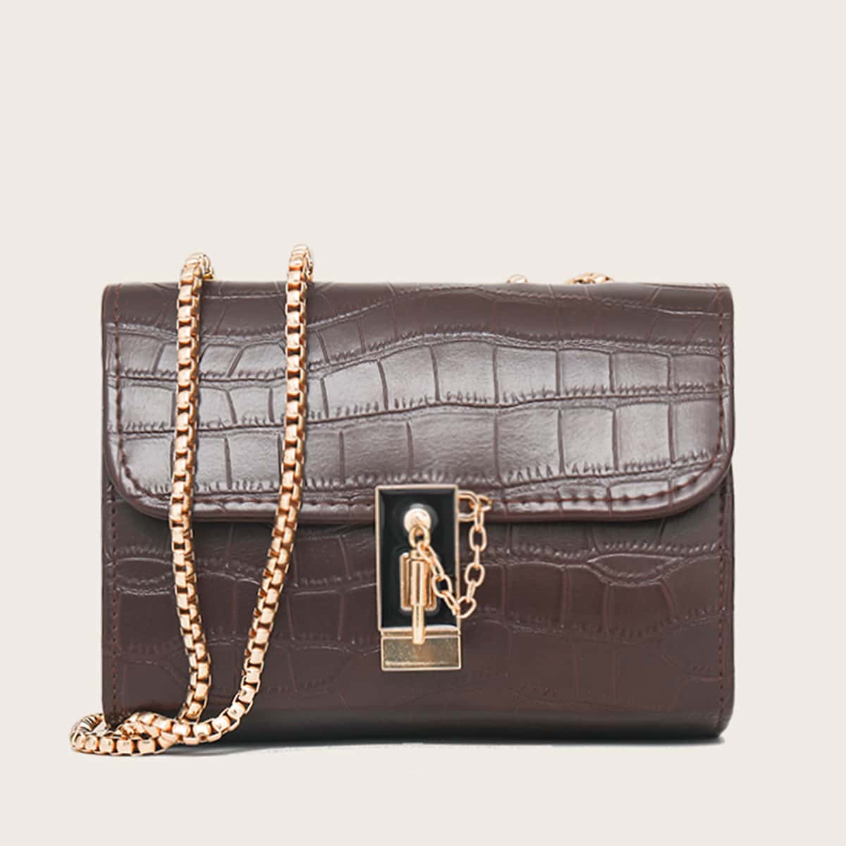 

Croc Embossed Crossbody Bag, Brown
