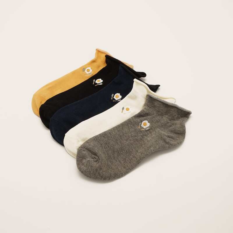 

5pairs Flower Embroidery Ankle Socks, Multicolor