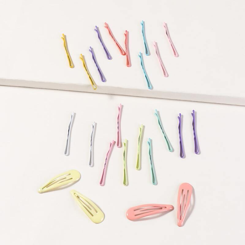 

24pcs Colorful Hair Clip & Bobby Pin, Multicolor