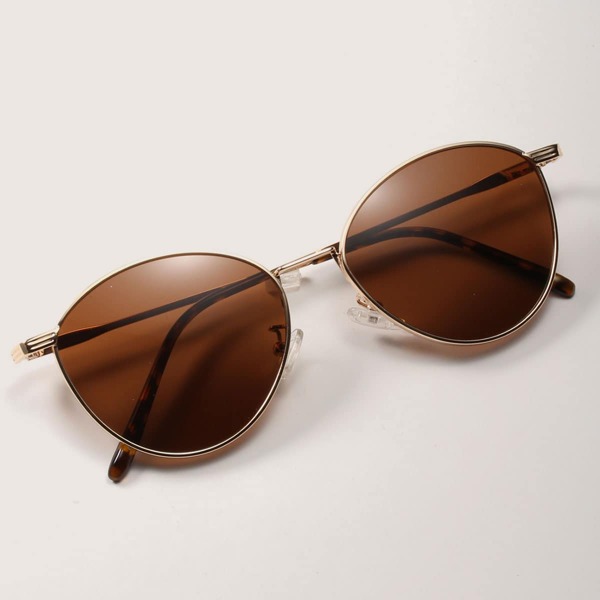 

Metal Frame Sunglasses With Case, Brown