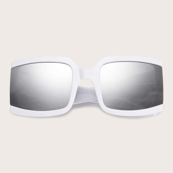 

Square Frame Sunglasses With Case, White