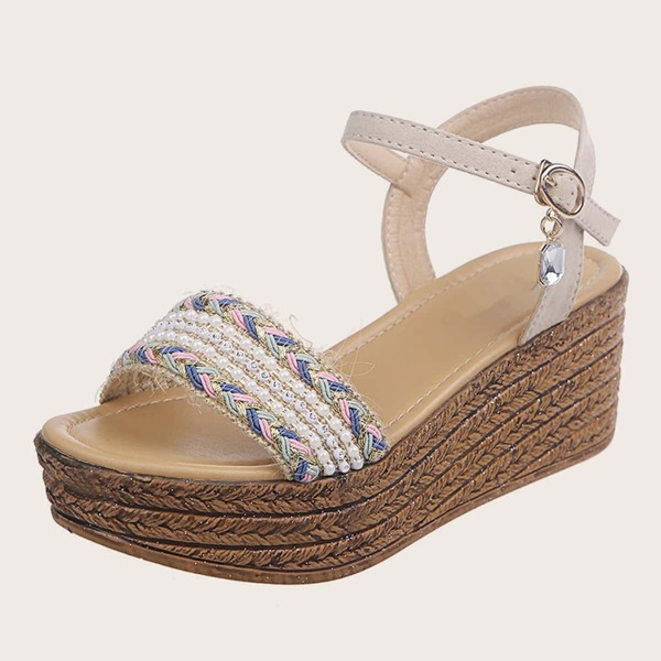 

Braided Open Toe Ankle Strap Wedges, Multicolor