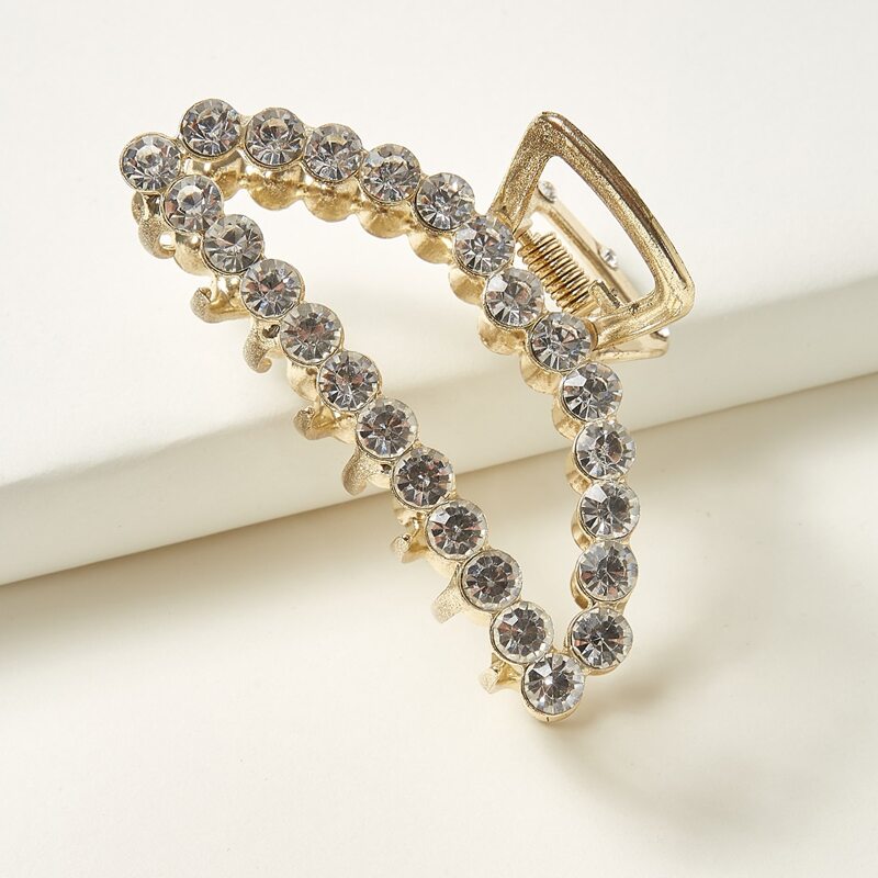 

Rhinestone Engraved Hair Claw, Silver