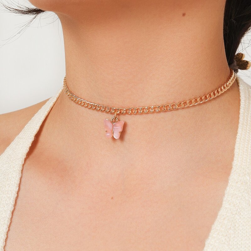 

1pc Butterfly Chain Choker, Gold