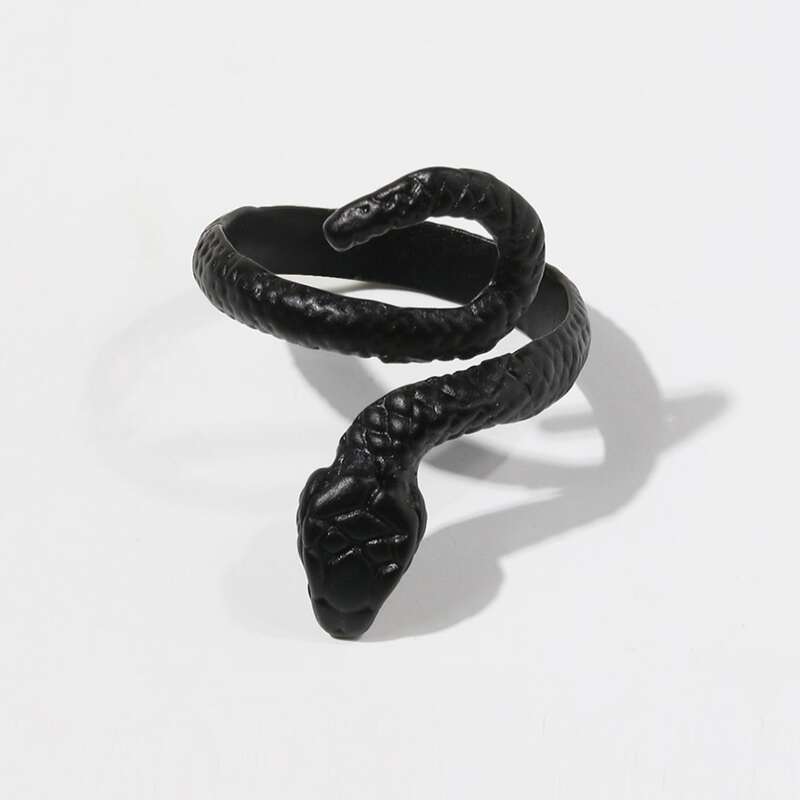 

1pc Snake Shaped Ring, Black