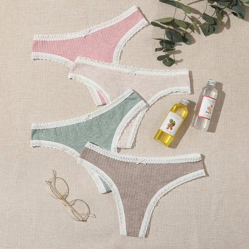 

4pack Contrast Lace Panty Set, Multicolor