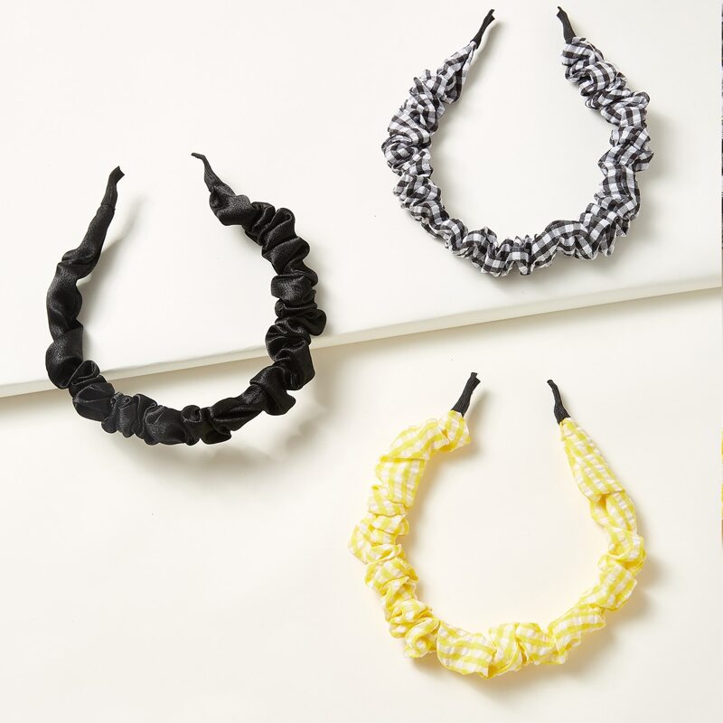 

3pcs Plaid Pattern Hair Hoop, Multicolor