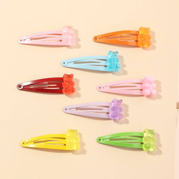 

8pcs Bear Decor Hair Clip, Multicolor