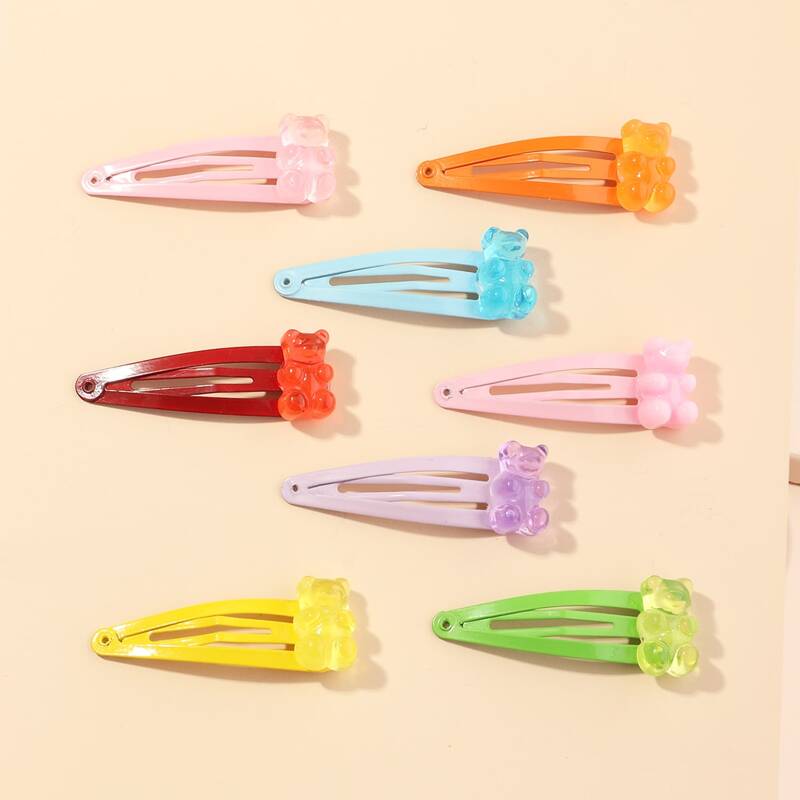 

8pcs Bear Decor Hair Clip, Multicolor