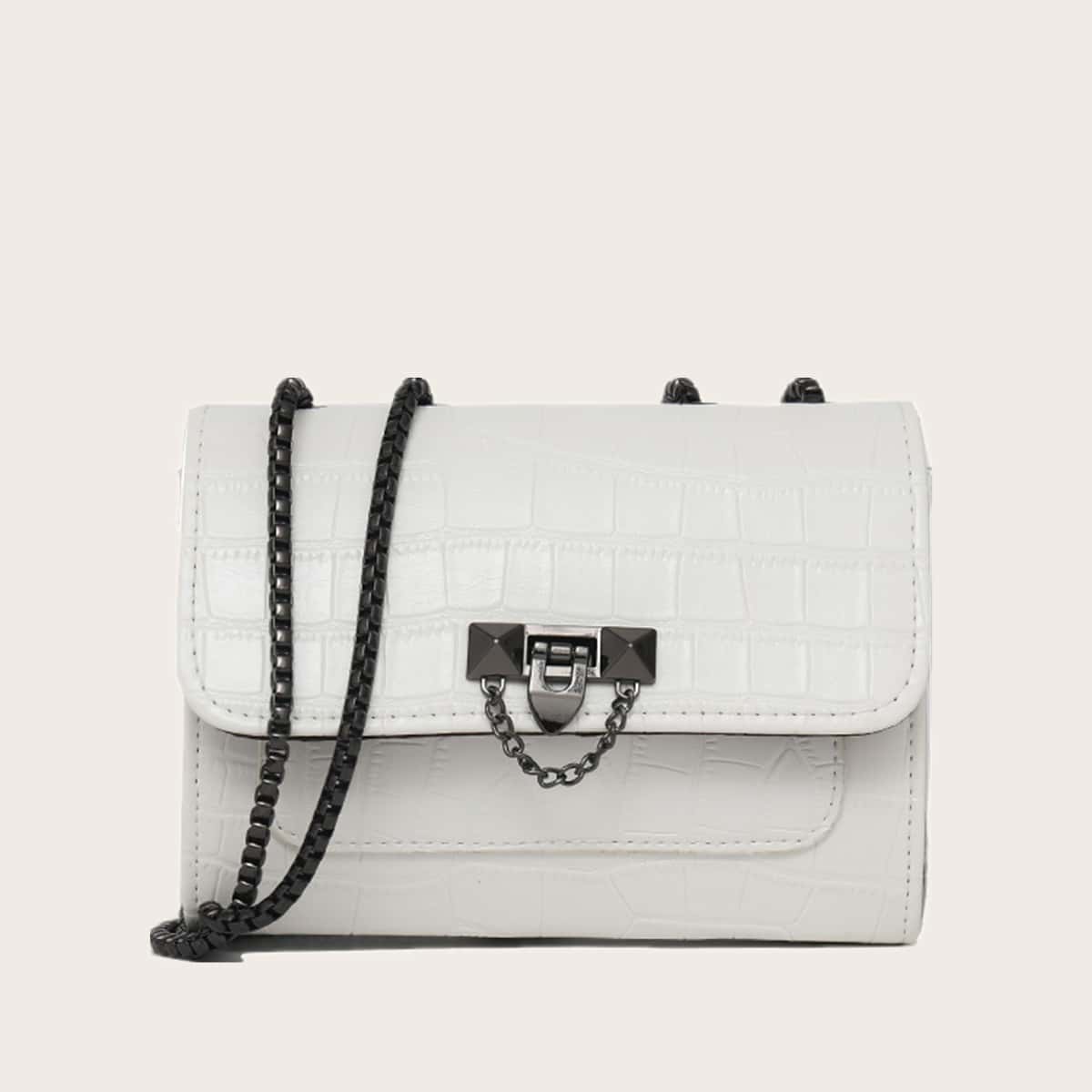 

Croc Embossed Crossbody Bag, White