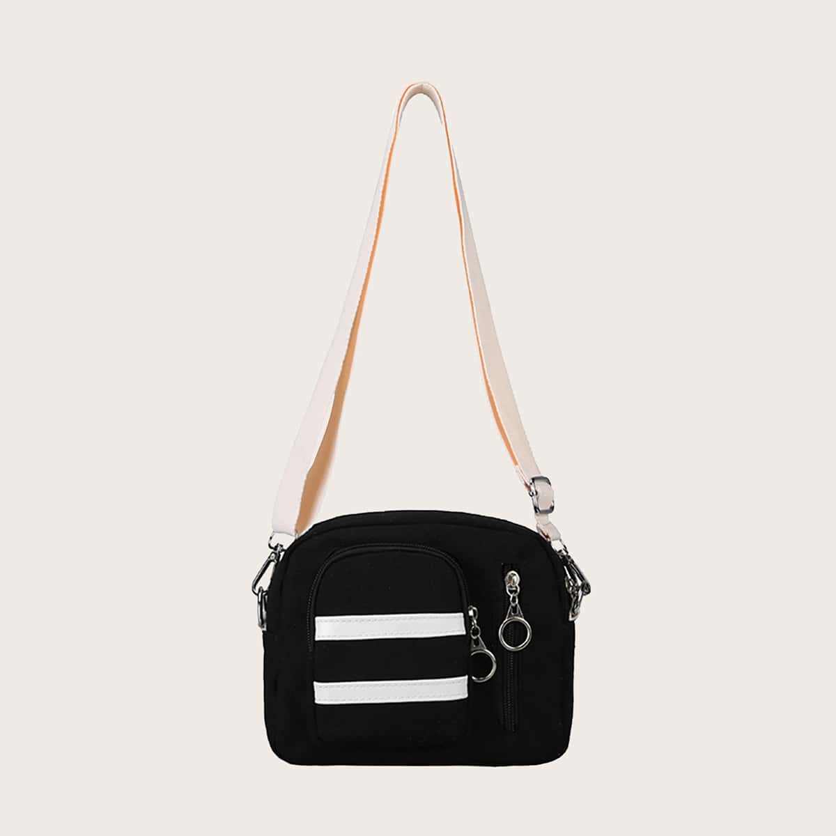 

Pocket Front Crossbody Bag, Black