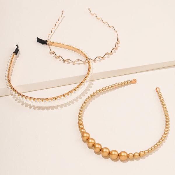 

Обруч для волос с искусственным жемчугом 3шт, Многоцветный