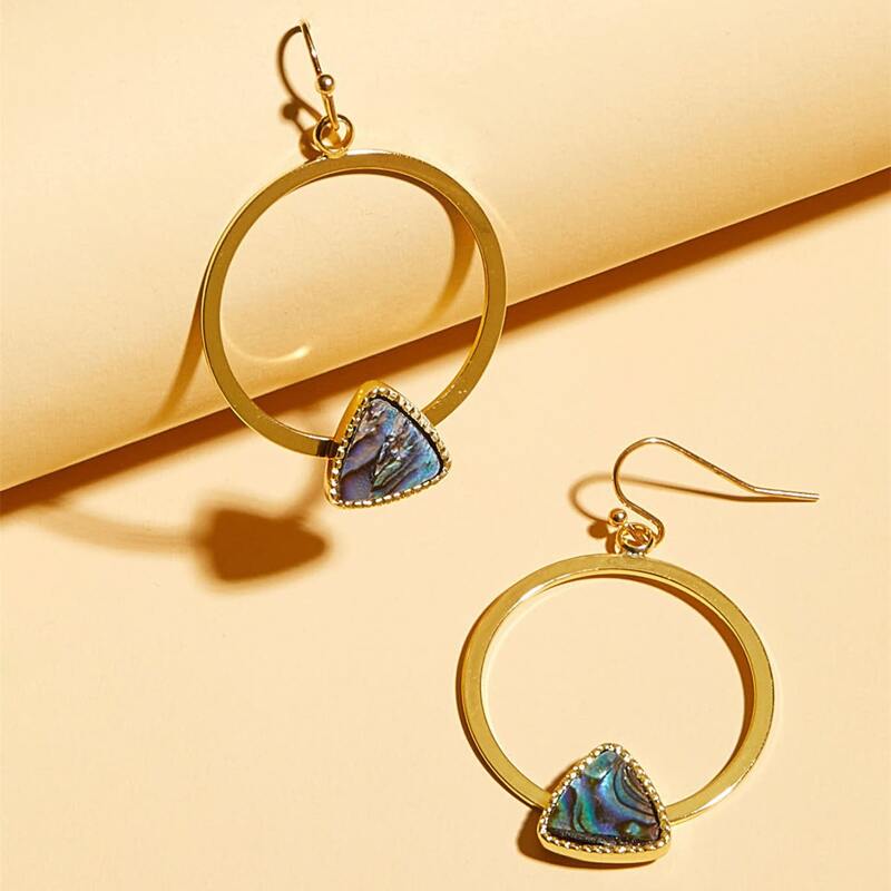

1pair Triangle Decor Round Drop Earrings, Multicolor