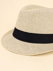 2pcs Parent-boys Belt Decor Straw Hat - Khaki - View 5