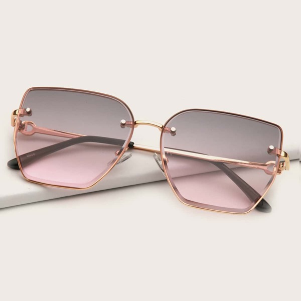 

Rimless Irregular Frame Sunglasses With Case, Multicolor