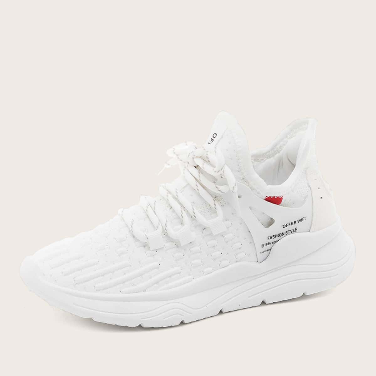 

Lace Up Front Letter Graphic Sneakers, White