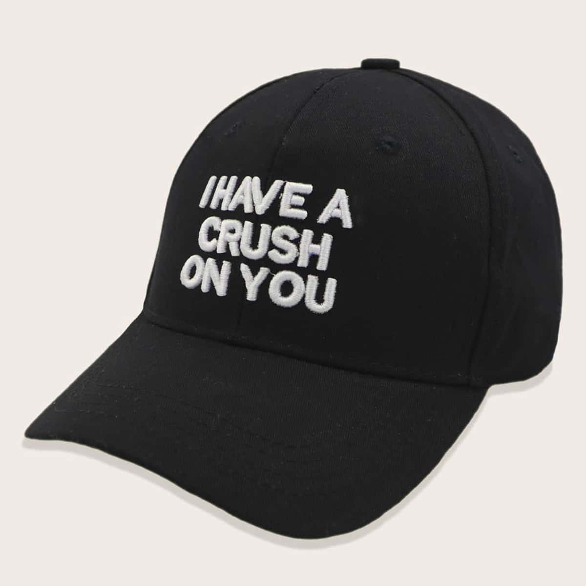 

Letter Embroidery Baseball Cap, Black