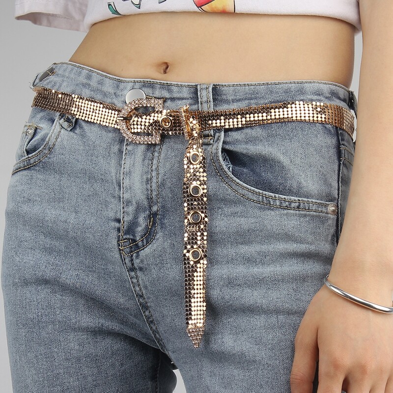 

Eyelet Decor Metal Belt, Gold