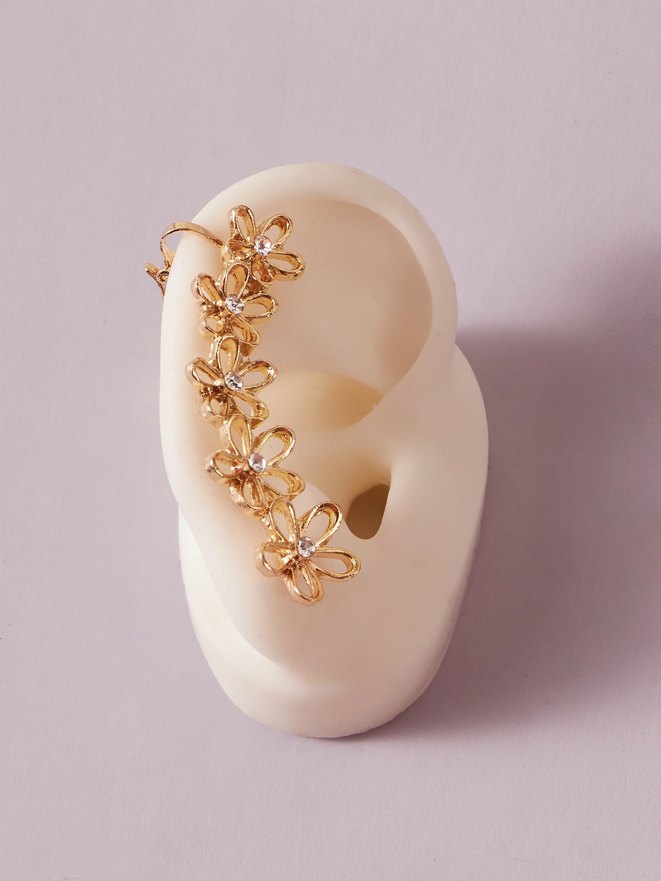 1pc Rhinestone Decor Floral Design Earring Climber thumbnail