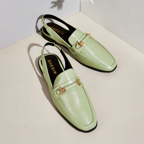 

Metal Decor Slingback Flats, Green