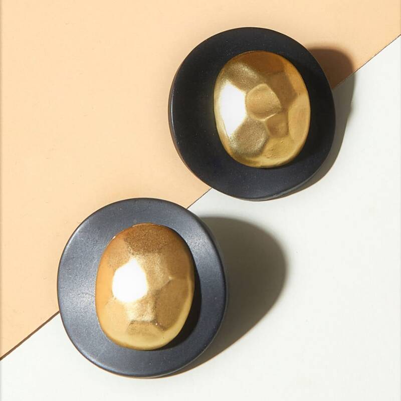 

1pair Color Block Stud Earrings, Multicolor