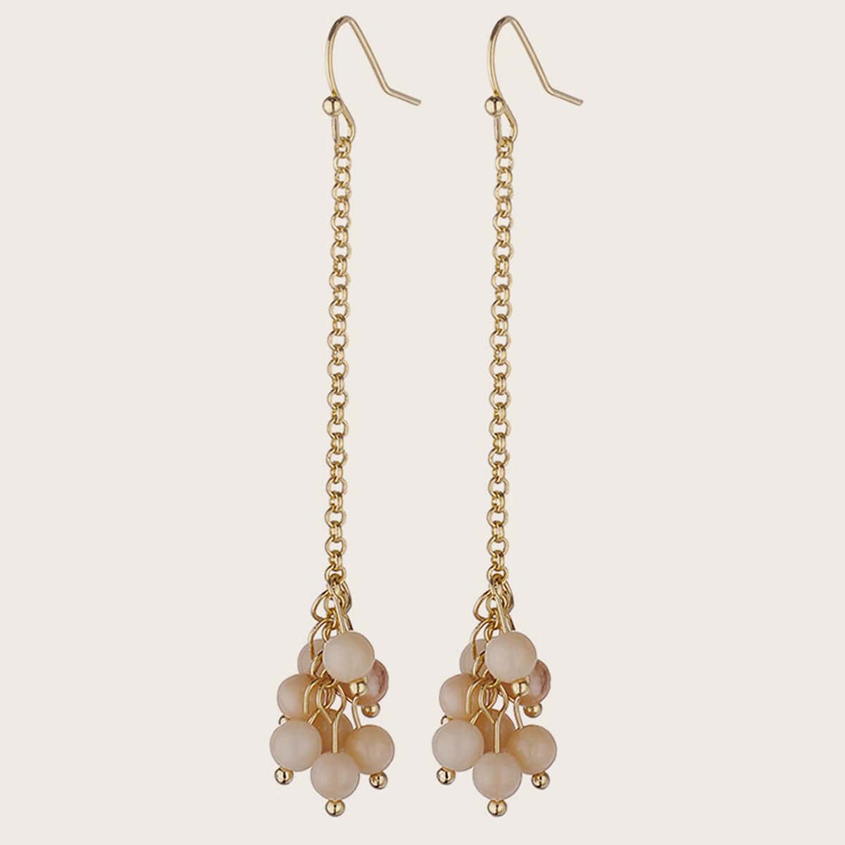 

1pair Stone Decor Long Strip Drop Earrings, Pink