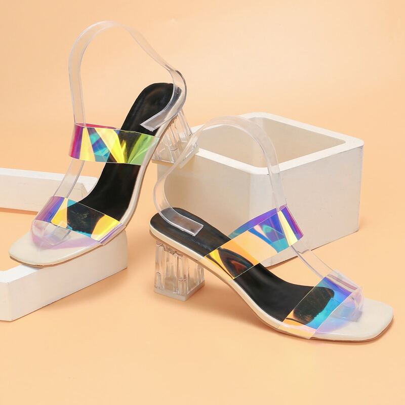

Holographic Double Band Heeled Mules, Multicolor