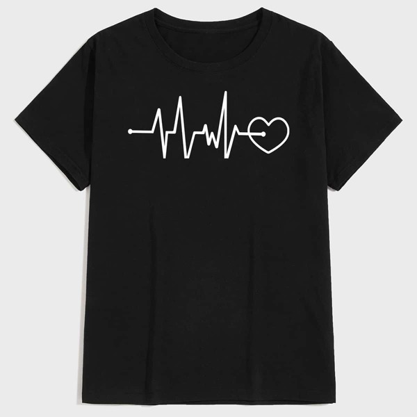 

Men Heart Graphic Round Neck Tee, White