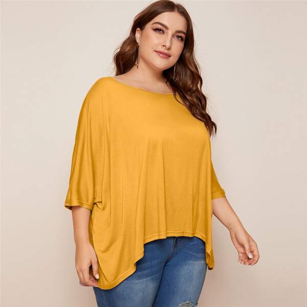 

Plus High Low Oversized Top, Bright yellow