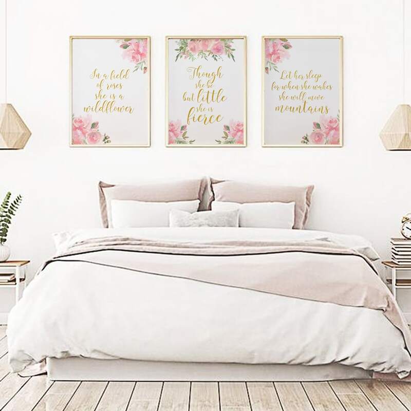 

1pc Flower & Slogan Graphic Wall Print Without Frame
