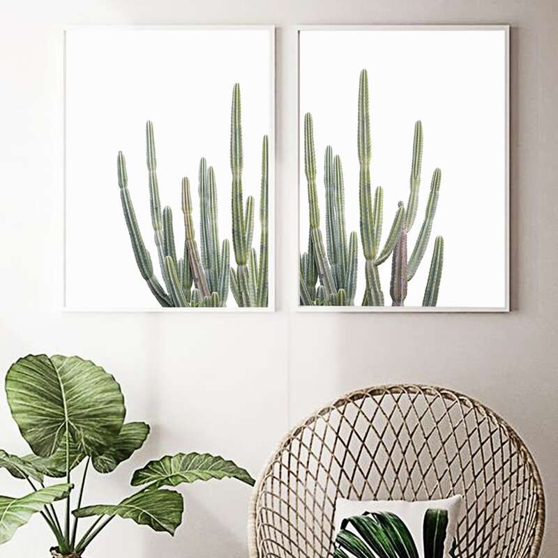 

1pc Cactus Print Wall Print Without Frame, Multicolor