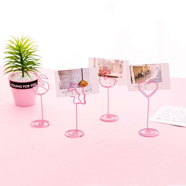 

1pc Cartoon Design Desktop Card Clip, Pink