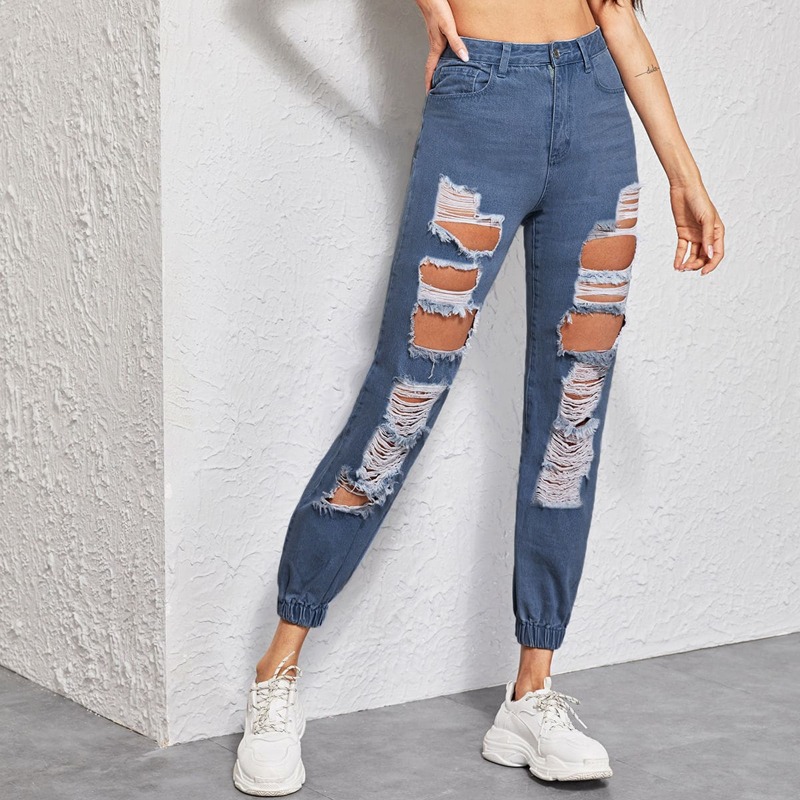 

Ripped Carrot Jeans, Medium wash