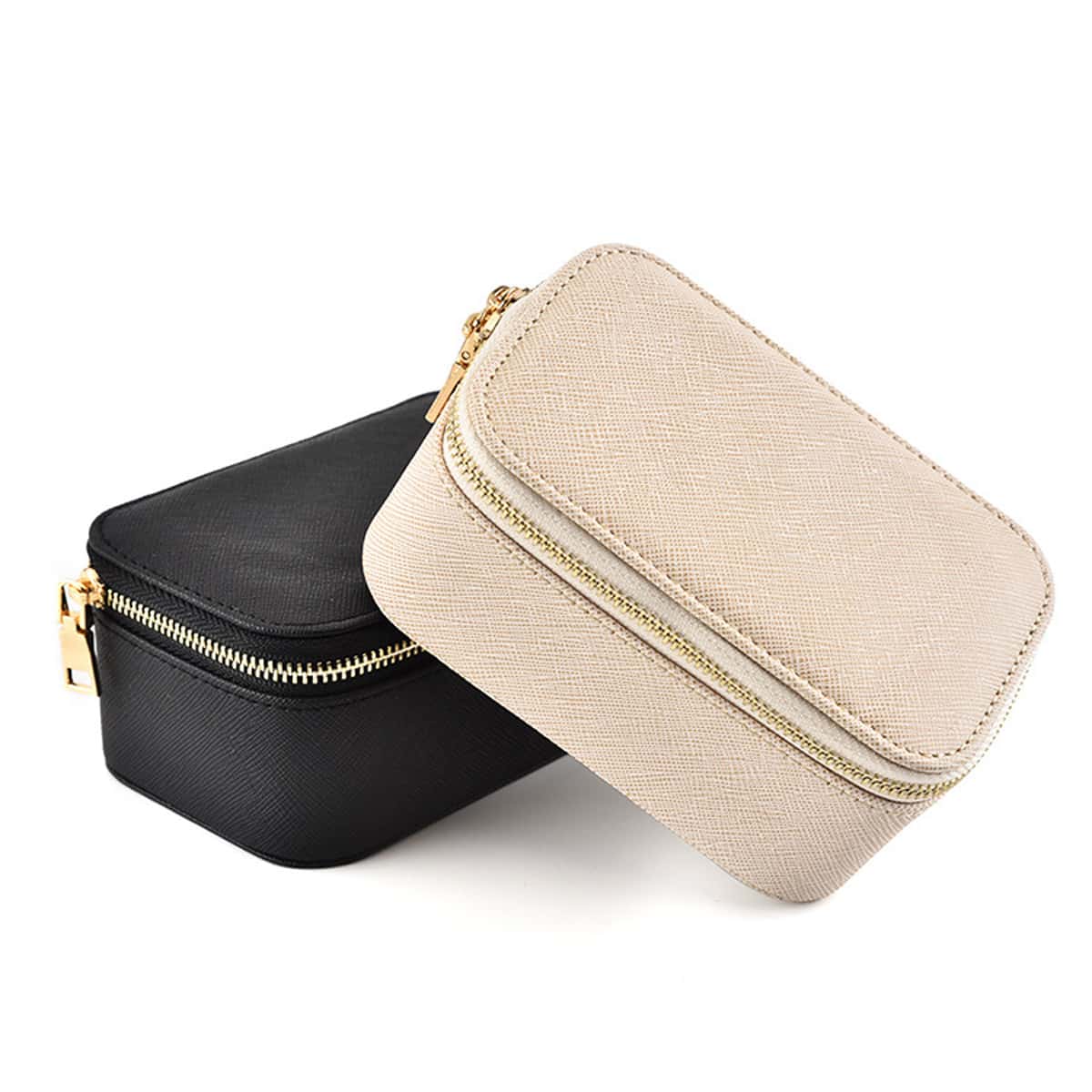 

1pc Zip Around Solid Jewelry Storage Bag, Multicolor