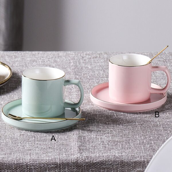 

1set Coffee Cup & Saucer & Spoon, Multicolor